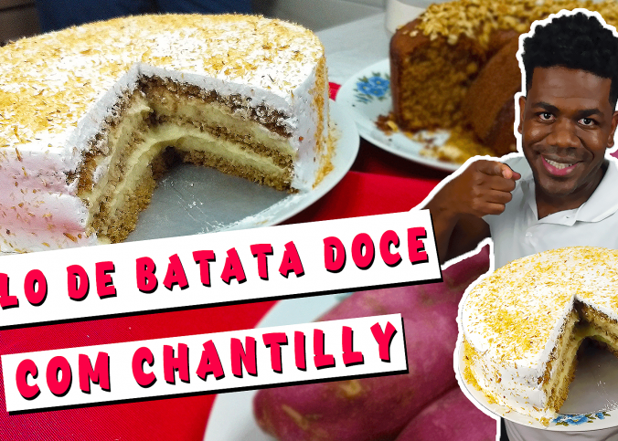 BOLO DE BATATA DOCE 676x483 - Bolo de batata doce com cobertura de chantilly | Receita completa